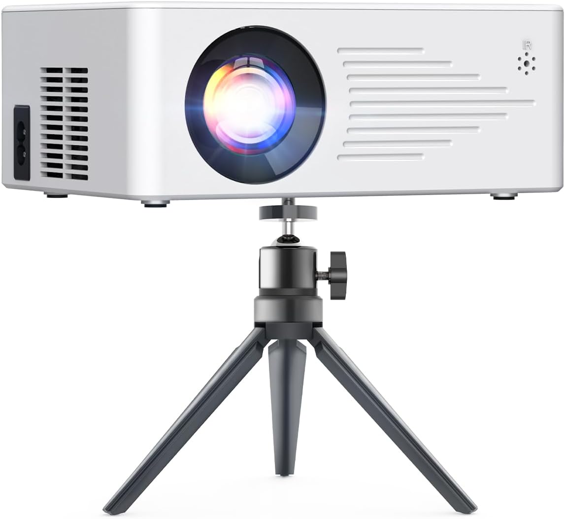 TMY Mini Projector for iPhone, Portable Projector with 5G WiFi and Bluetooth, 1080P HD Projectorwith Tripod, Movie Projector for iOS/Android/PC/TV Stick/HDMI/AV/USB, Indoor & Outdoor use