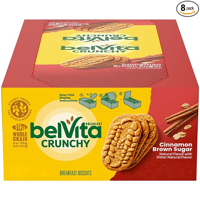 belVita Cinnamon Brown Sugar Breakfast Biscuits, 8 Packs (4 Biscuits Per Pack)