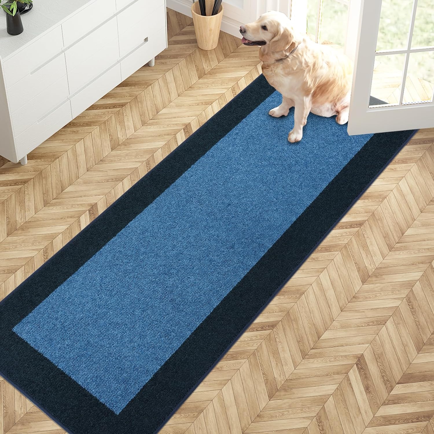 PURRUGS Dirt Trapper Door Mat 24" x 72", Non-Slip/Skid Machine Washable Entryway Rug, Shoes Scraper, Throw Rug, Super Absorbent Area Rug for Muddy Wet Shoes and Paws