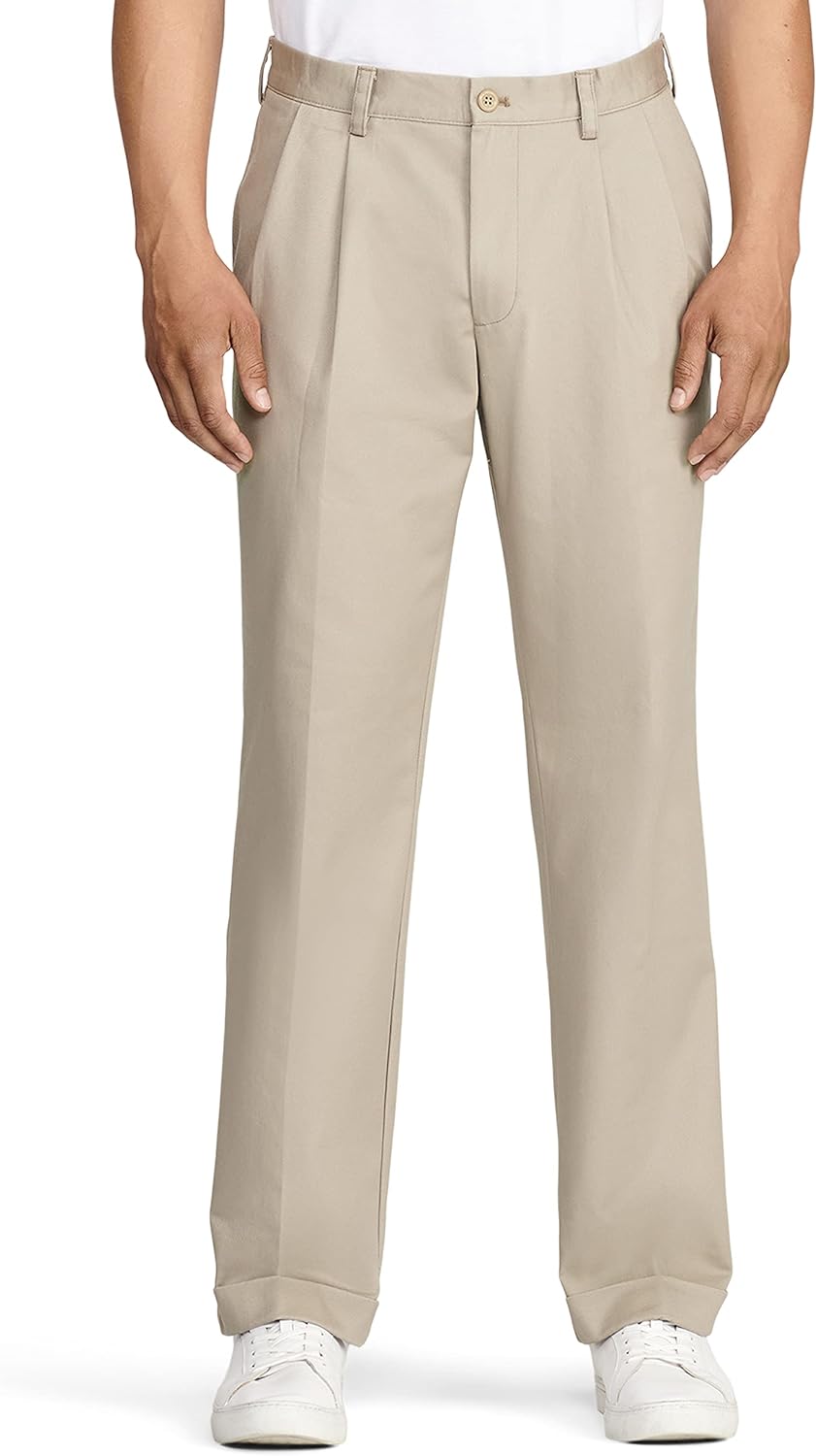 IZOD Men's American Chino Double Pleated Classic Fit Pant