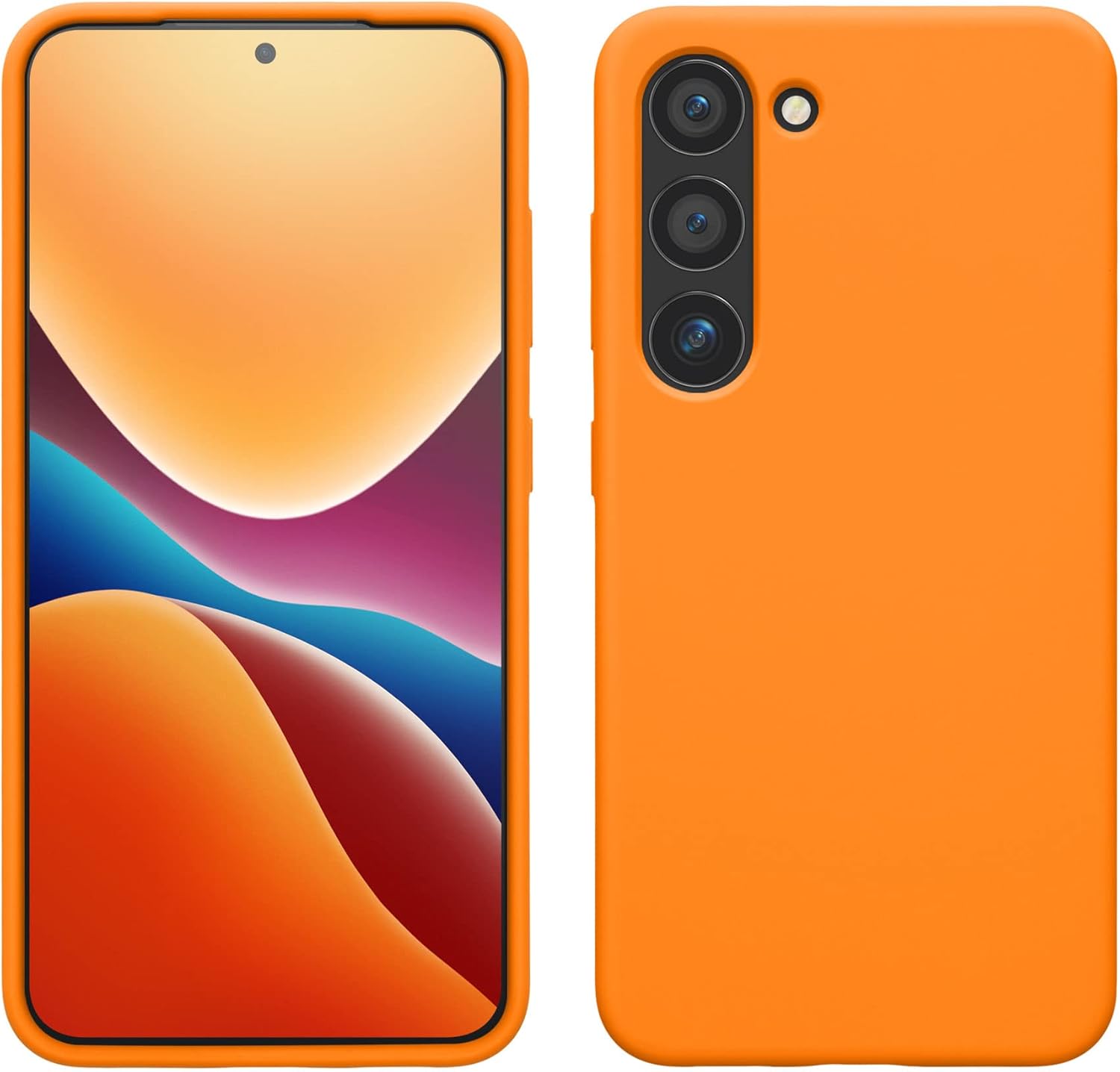 kwmobile Case Compatible with Samsung Galaxy S23 Case - TPU Silicone Cover - Works with Wireless Charging - Fruity Orange