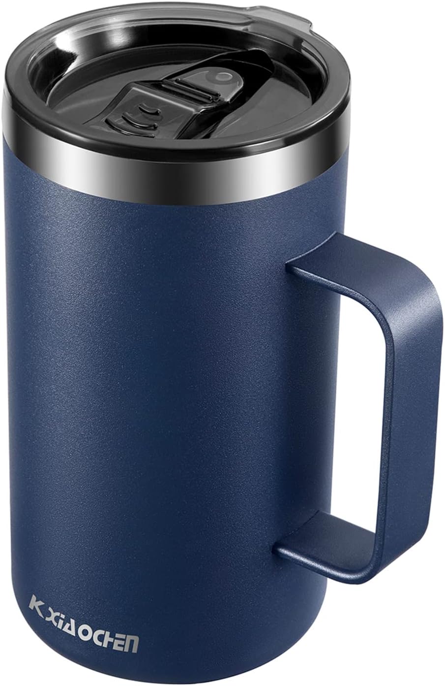 20oz Insulated Coffee Mug with Lid, Stainless Steel Coffee Cup, Double Wall Vacuum Coffee Tumbler with Handle, Premium Thermal Travel Coffee Mug (Navy Blue)