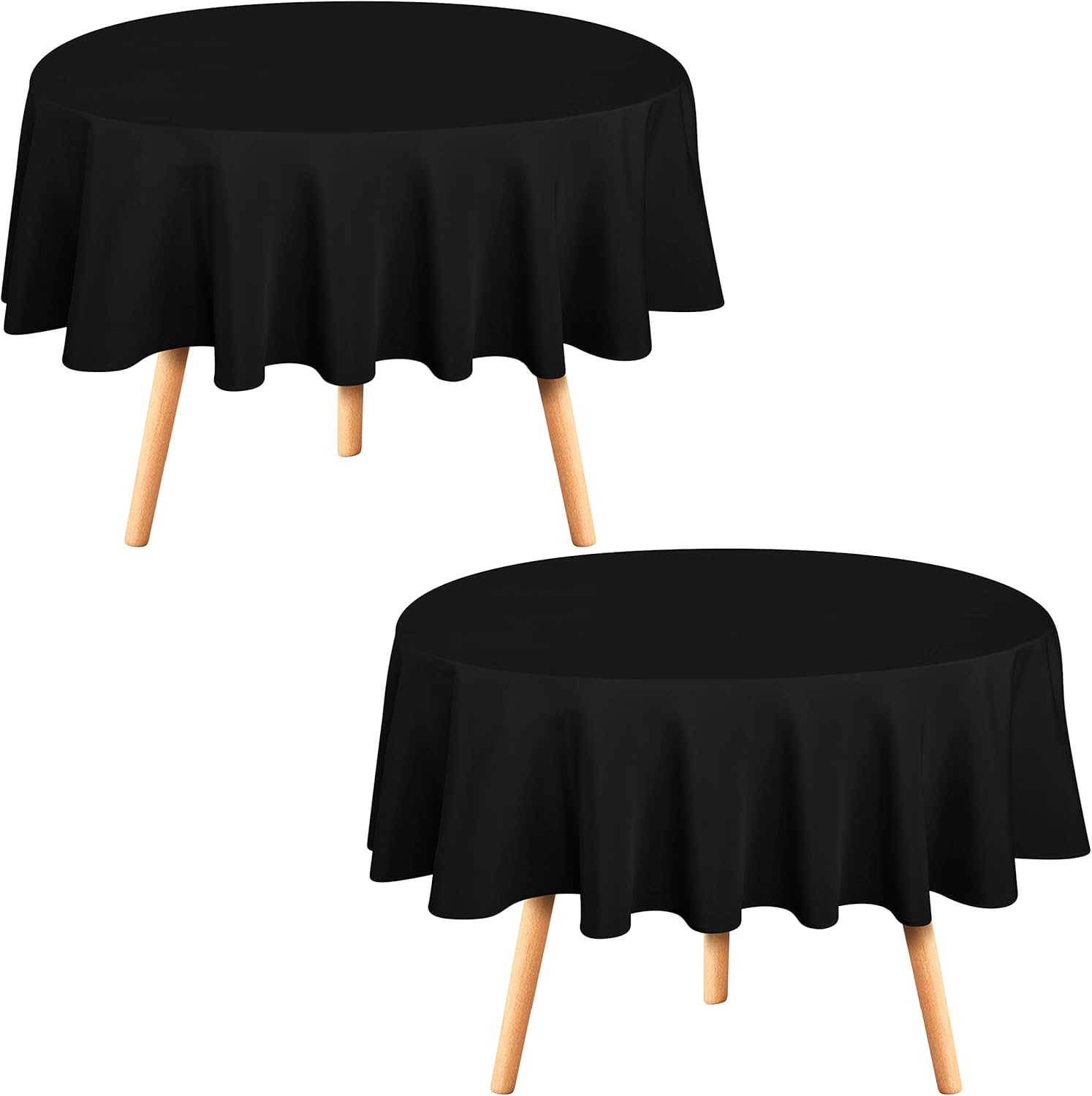 Utopia Kitchen Round Table Cloth 2 Pack [90 Inches, Black] Tablecloth Machine Washable Fabric Polyester Table Cover for Dining, Buffet Parties, Picnic, Events, Weddings and Restaurants