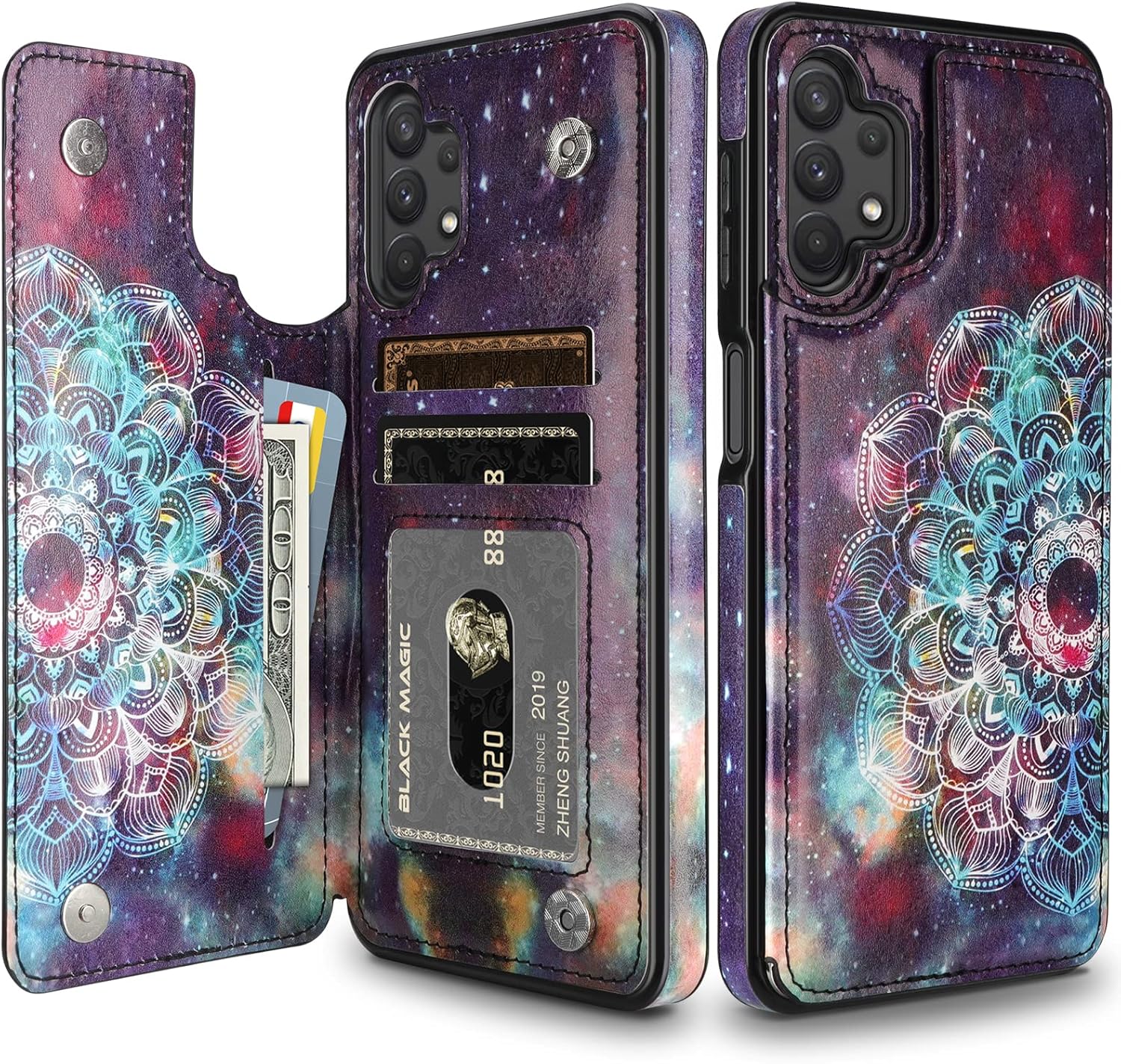 HianDier Compatible with Galaxy A32 5G Wallet Case Slim Protective Case with Credit Card Slot Holder Flip Folio Soft PU Leather Magnetic Closure Cover Compatible with Samsung Galaxy A32 5G, Mandala