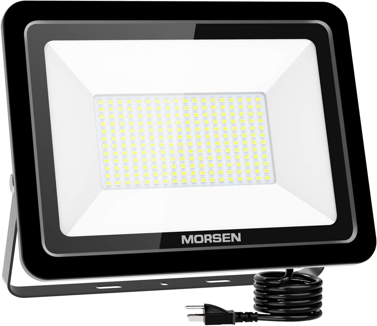 MORSEN 2 Pack 200W LED Flood Light, 20000lm Super Bright Security Lights, UL Certificated Plug, IP66 Waterproof Outdoor Flood Light, 5000K Daylight White Floodlight for Yard, Garden, Garages