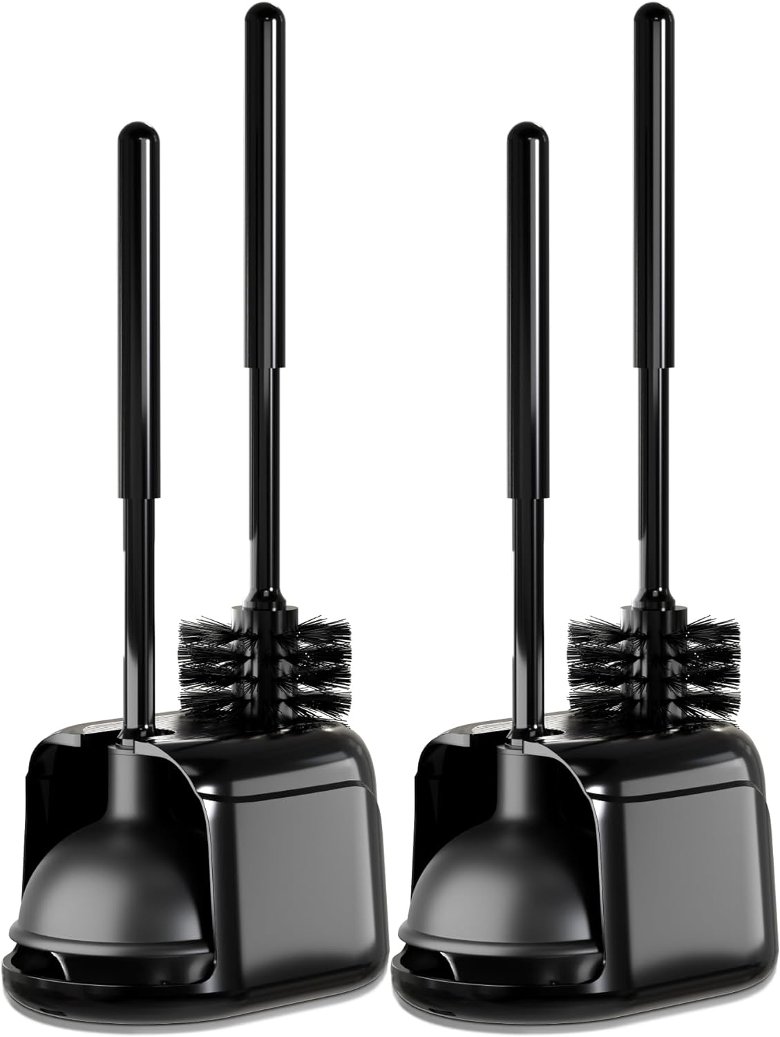 Utopia Home (Pack of 2 Toilet Plunger - Toilet Brush and Plunger Set for Bathroom - Toilet Plunger and Brush Set with Holder for Deep Cleaning (Black)