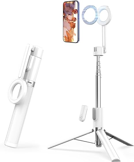 Magnetic Selfie Stick Tripod with Remote,54 Phone Tripod Compatible with MagSafe,Fit for iPhone 12/13/14/15 Series,Magsafe Case and Other Phones with Metal Ring