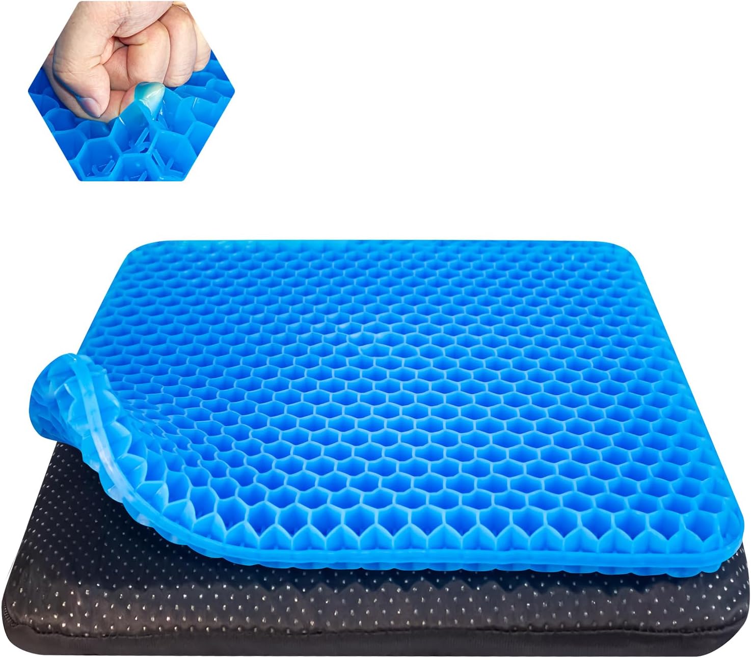 TONIINT Large Gel Seat Cushion for Long Sitting with Non-Slip Cover,Soft & Breathable,Chair Cushion,Car seat Cushion,Office seat Cushion,Seat Cushion for Desk Chair,Wheelchair Cushion