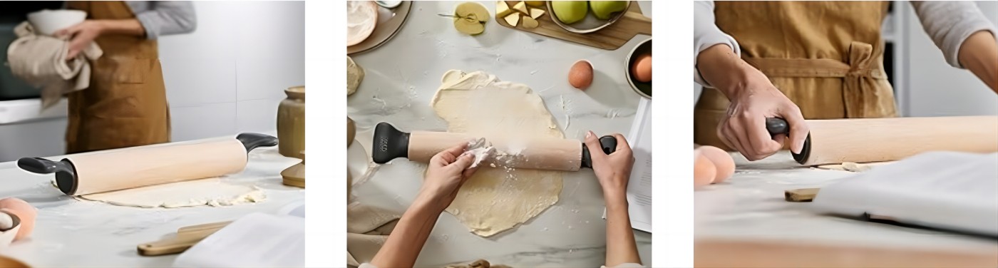 Joseph Joseph 40108 Grip Ergonomic Rolling Pin, Gray, One Size