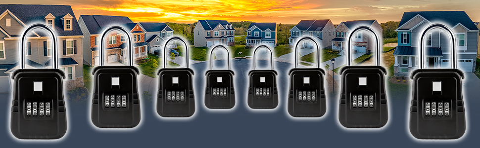 Lock Box for Keys - Lockbox for House Key (12 Pack) Lock Box with Combination for Real Estate, Car Keys - Hide a Key Lock Box for House Keys Waterproof Key Safe, Black