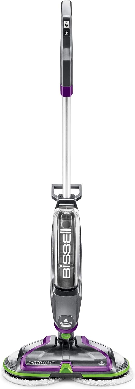 Bissell SpinWave Cordless PET Hard Floor Spin Mop, 23157, Voilet, Green, Silver