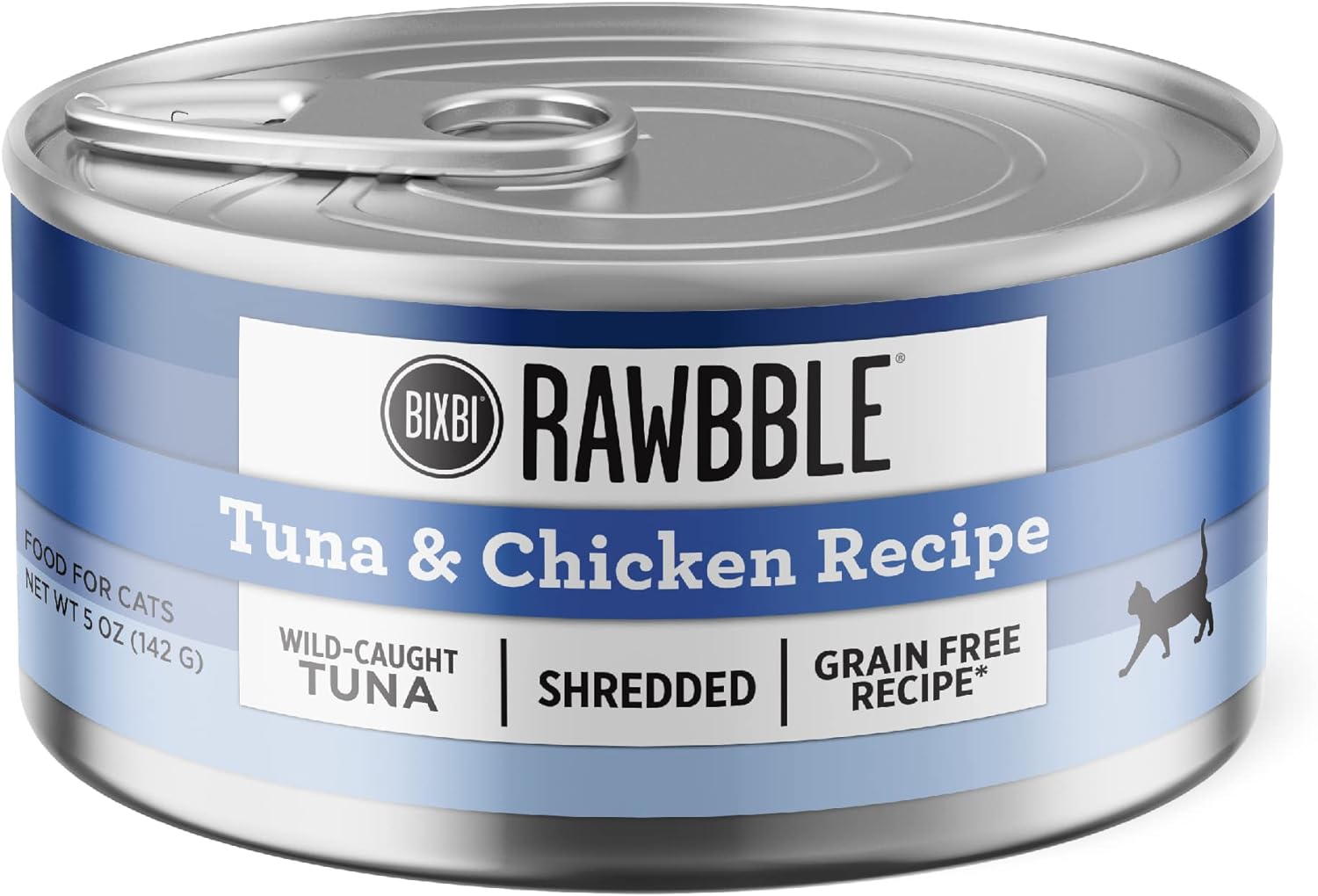 BIXBI Rawbble Shredded Tuna & Chicken Recipe Cans  Grain Free, Protein Rich Wet Cat Food  (5 Ounce Cans, Case of 24)