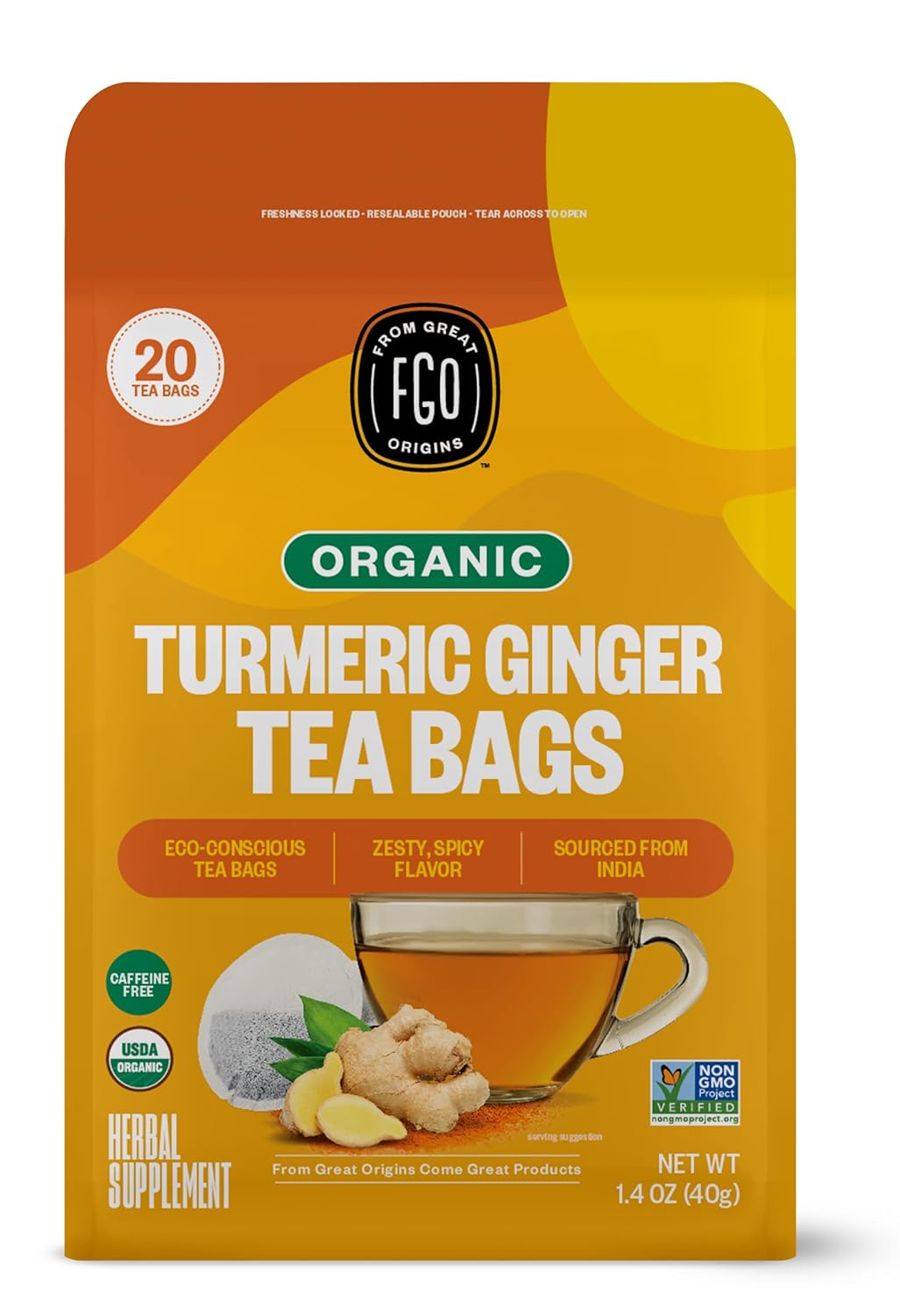 I love these tea bags. I've been buying them for years now. this is my favorite of all teas. the only issue is, the boldness of the flavor is hit or miss. the ginger is supposed to be bold and spicy. hot to the taste. I purchased this bag of 100, and the tea bags are neither spicy or bold. they taste like regular lipton tea bags. I also purchased a bag of 20, and they are PERFECT! spicy and full-bodied. so just know when purchasing this item, you may get spicy in one order and bland in the other.