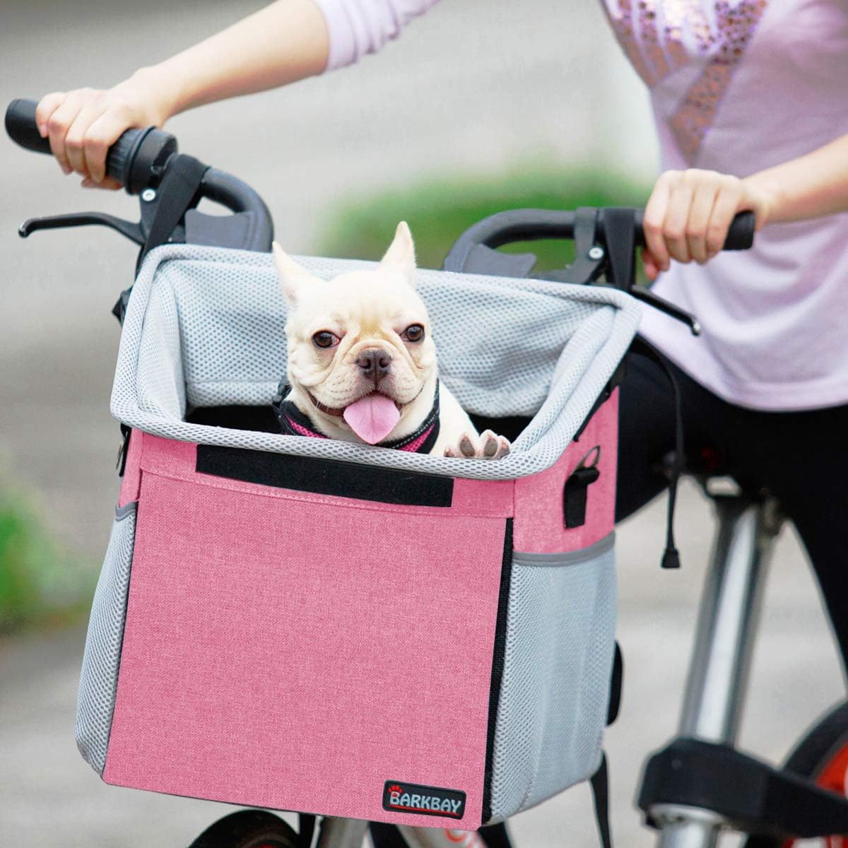 Pet Carrier Bicycle Basket Bag Pet Carrier/Booster Backpack for Dogs and Cats with Big Side Pockets,Comfy & Padded Shoulder Strap,Travel with Your Pet SafetyPink