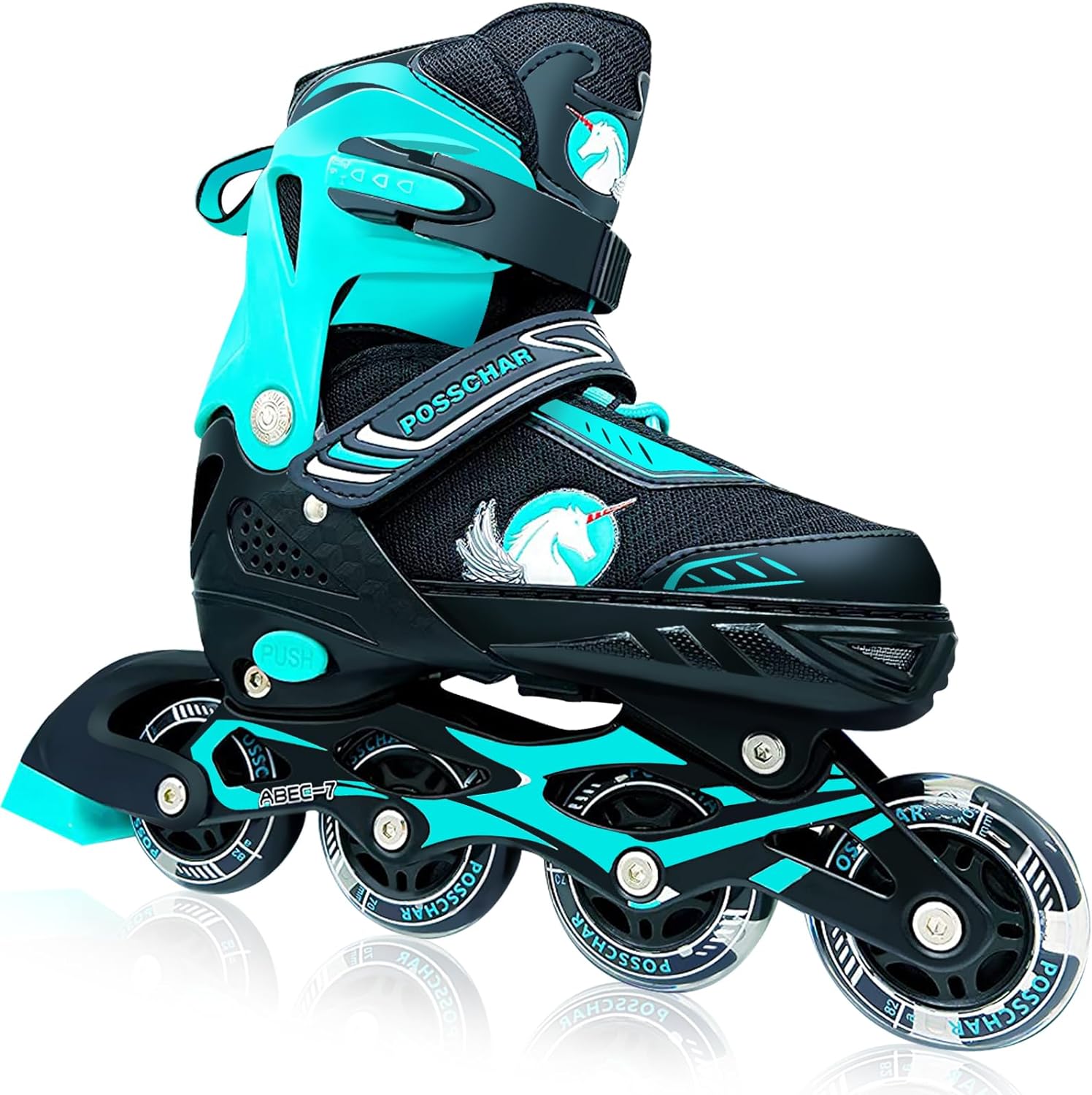 Adjustable Inline Skates, Blades for Girls Kids, Teal Roller Skates for Women Outdoors High Performance Blue Inline Blade Roller for Beginners