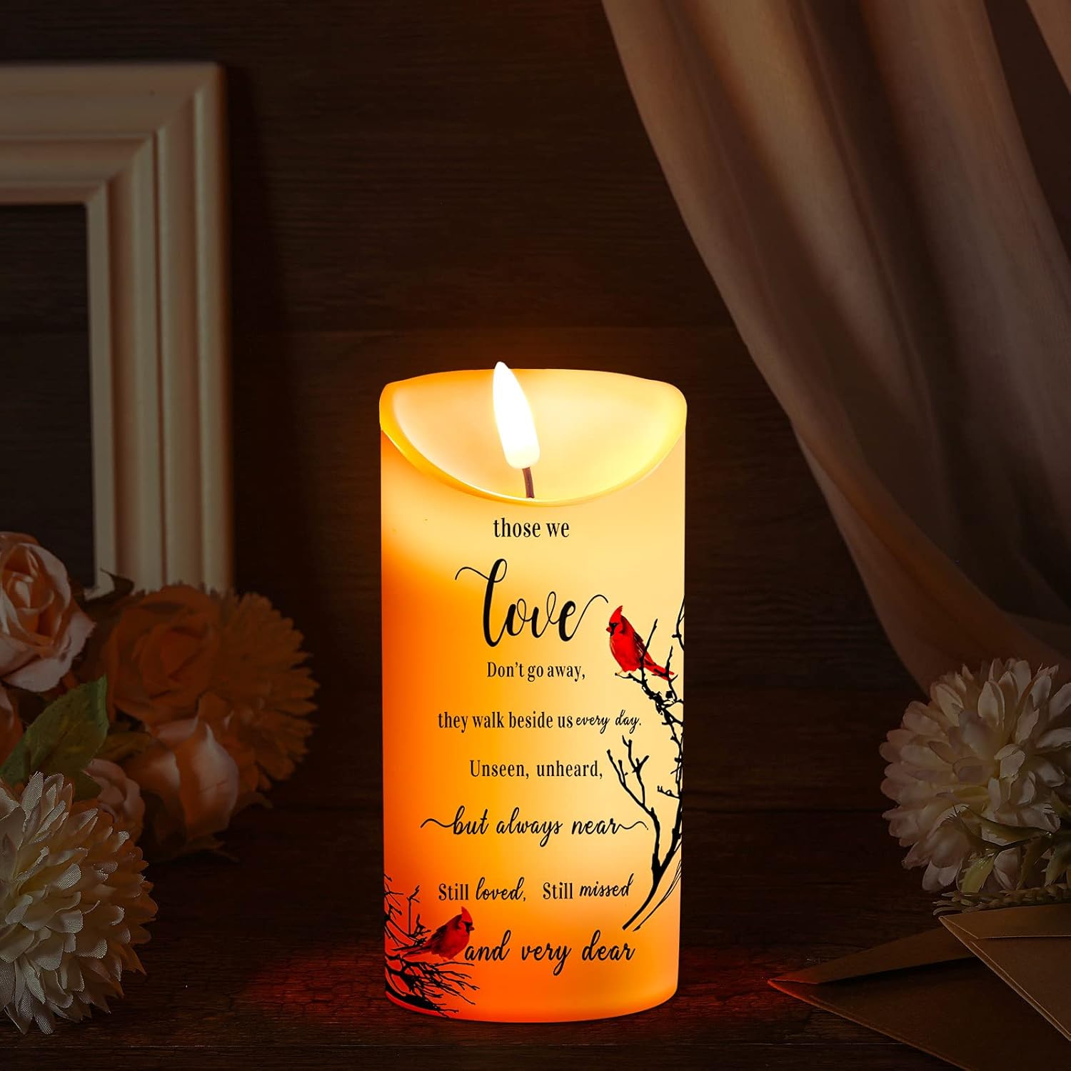 Gerrii Memorial Candles Memorial Gifts LED Memorial Candles for Loss of Loved One Sympathy Flameless Candles Bereavement Gifts Battery Candles for Prayers (Simple Style, 3 x 6 Inch)