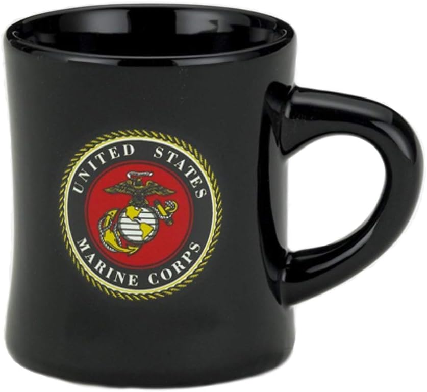 M. Cornell, Inc. United States Marine Corps Decal Logo Black 8 Ounce Stoneware Military Branch Diner Mug