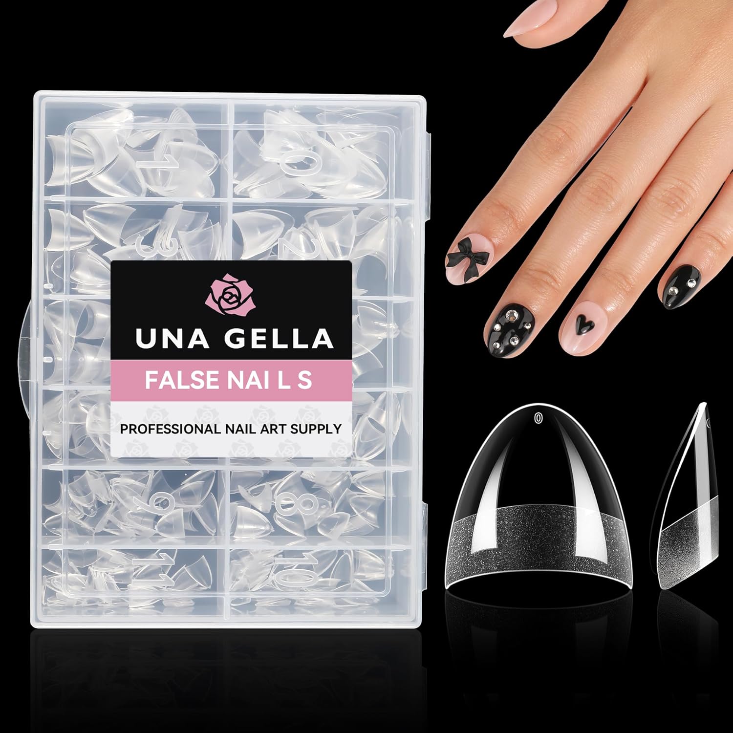 UNA GELLA Short Almond Fake Nails Half Cover 504PCS Extra Short Almond Soft Gel Nail Tips Pre-buff Clear Almond Nails Salon Quality Nail Extension for DIY Home Nail Art for Her 12 Sizes