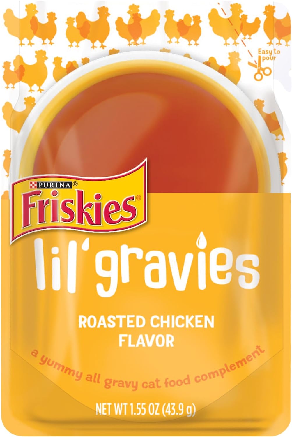 Purina Friskies Lil' Gravies Roasted Chicken Flavor Cat Food Lickable Cat Treats - (Pack of 16) 1.55 oz. Pouches