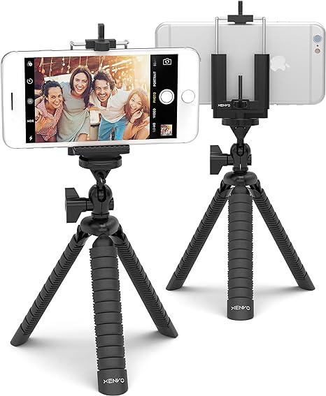 LobsterPod Tripod - Flexible Cell Phone Tripod Stand with Universal Phone Mount Adapter, Compatible with iPhone, Android, Samsung, Google Pixel and Any Smartphone Black