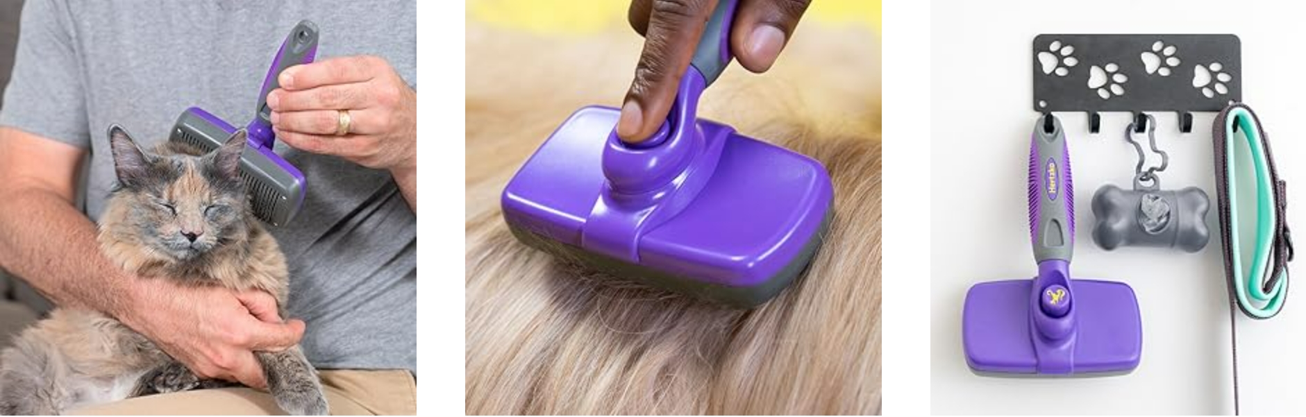 Hertzko Dog & Cat Brush, Dog Brush for Shedding, Cat & Dog Grooming, Self Cleaning Slicker Brush for Pets, Grooming Brushes for Long Short Haired Dogs Cats, Deshedding Brush, Rake, Comb | Original