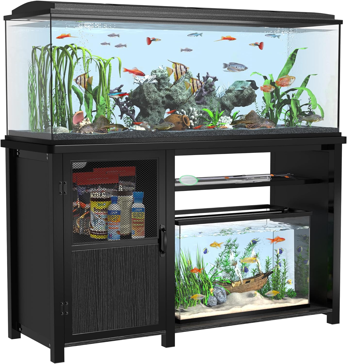 GDLF 55-75 Gallon Fish Tank Stand Heavy Duty Metal Aquarium Stand with Cabinet for Fish Tank Accessories Storage,52" L*19.68" W,850LBS Capacity