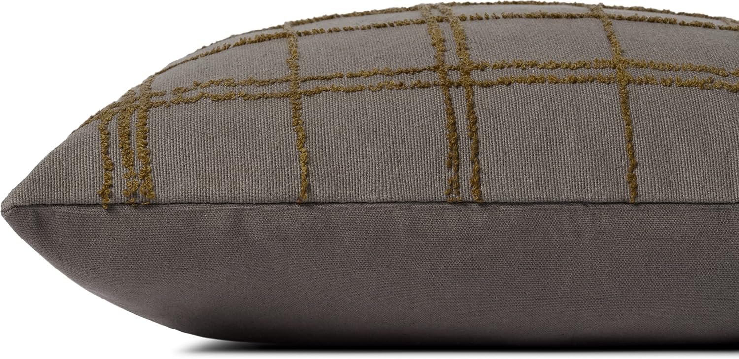 Loloi Edward Collection Jean Stoffer Charcoal Olive 18 Inch x 18 Inch Cotton Decorative Pillow Cover