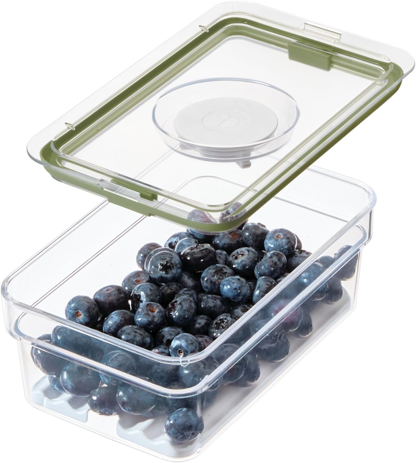 IDESIGN Medium Short Produce Storage Bin with Insert Tray, The Fresh Collection  5 L x 8.1 W x 3 H, Clear Bin