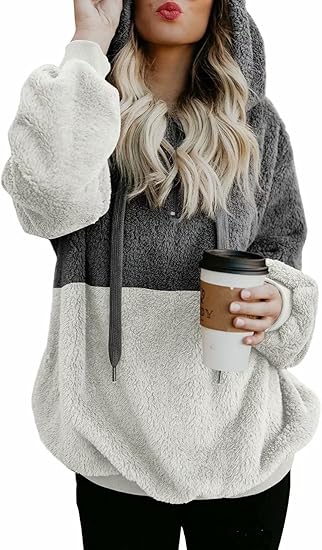 Dokotoo Womens 2023 Fashion Fuzzy Warm Casual Loose Hooded Sweatshirt Hoodies with Pockets Outerwear S-XXL