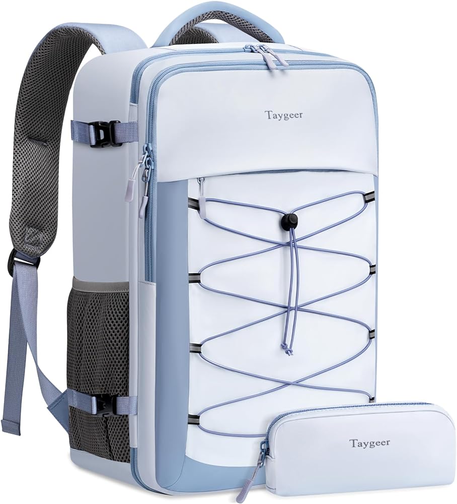 Taygeer Travel Backpack for Men Women,17.3inch Laptop Backpack With USB Charging Port, Flight Approved Carry on Backpack,Water Resistant Travel Bag,Business Hiking Luggage Backpack, Blue