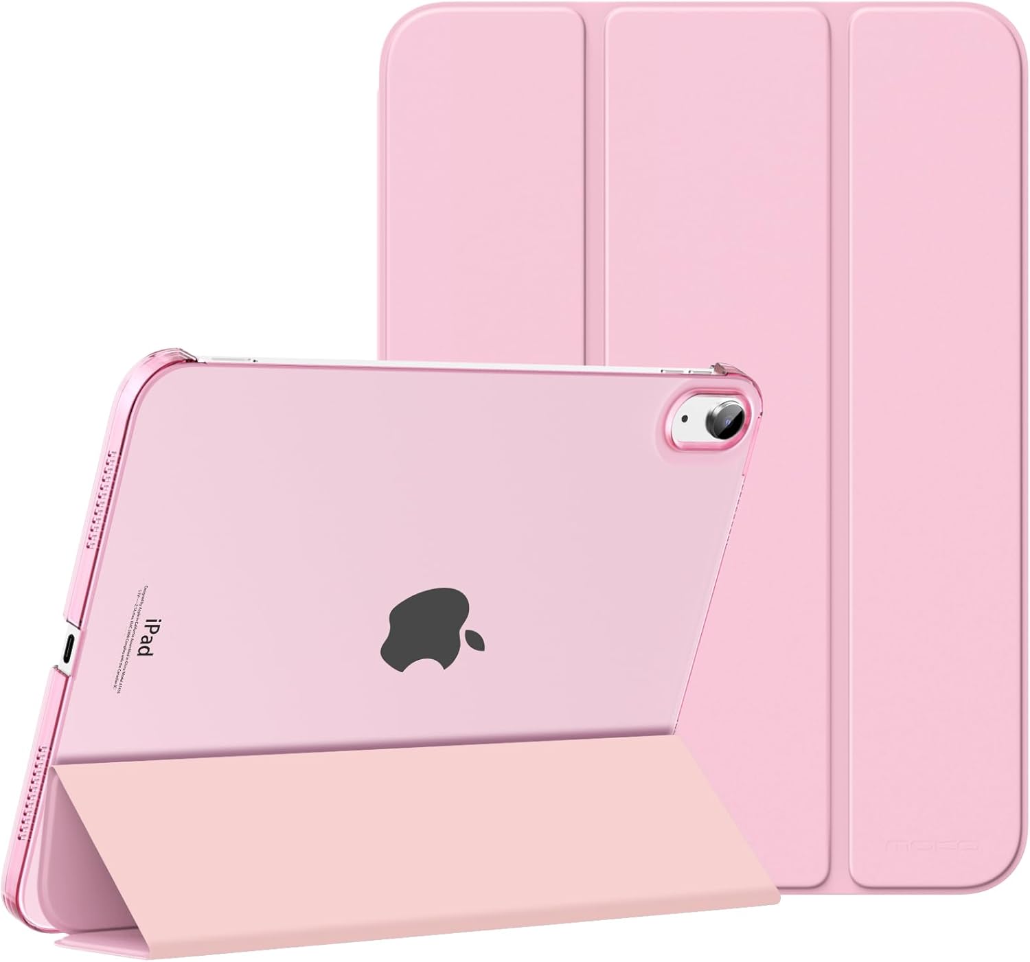 MoKo for iPad 10th Generation Case 2022, Slim Stand Hard PC Translucent Back Shell Smart Cover Case for iPad 10th Gen 10.9 inch 2022, Support Touch ID, Auto Wake/Sleep,Flowers Pink