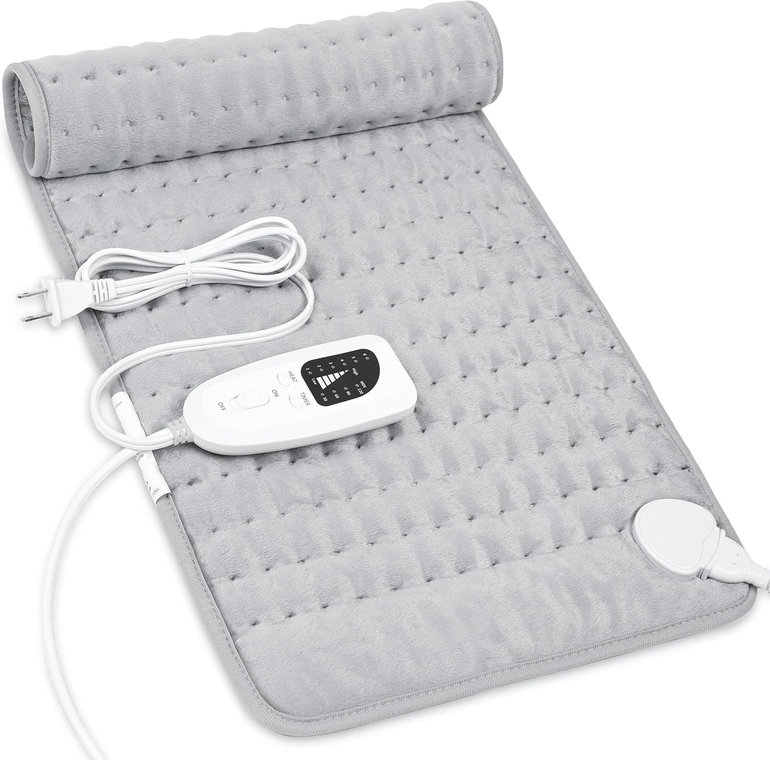 Heating Pad-Electric Heating Pads for Back,Neck,Abdomen,Moist Heated Pad for Shoulder,Knee,Hot Pad for Arms and Legs,Dry&Moist Heat & Auto Shut Off,Gifts for Women Men(Light Gray, 12''24')