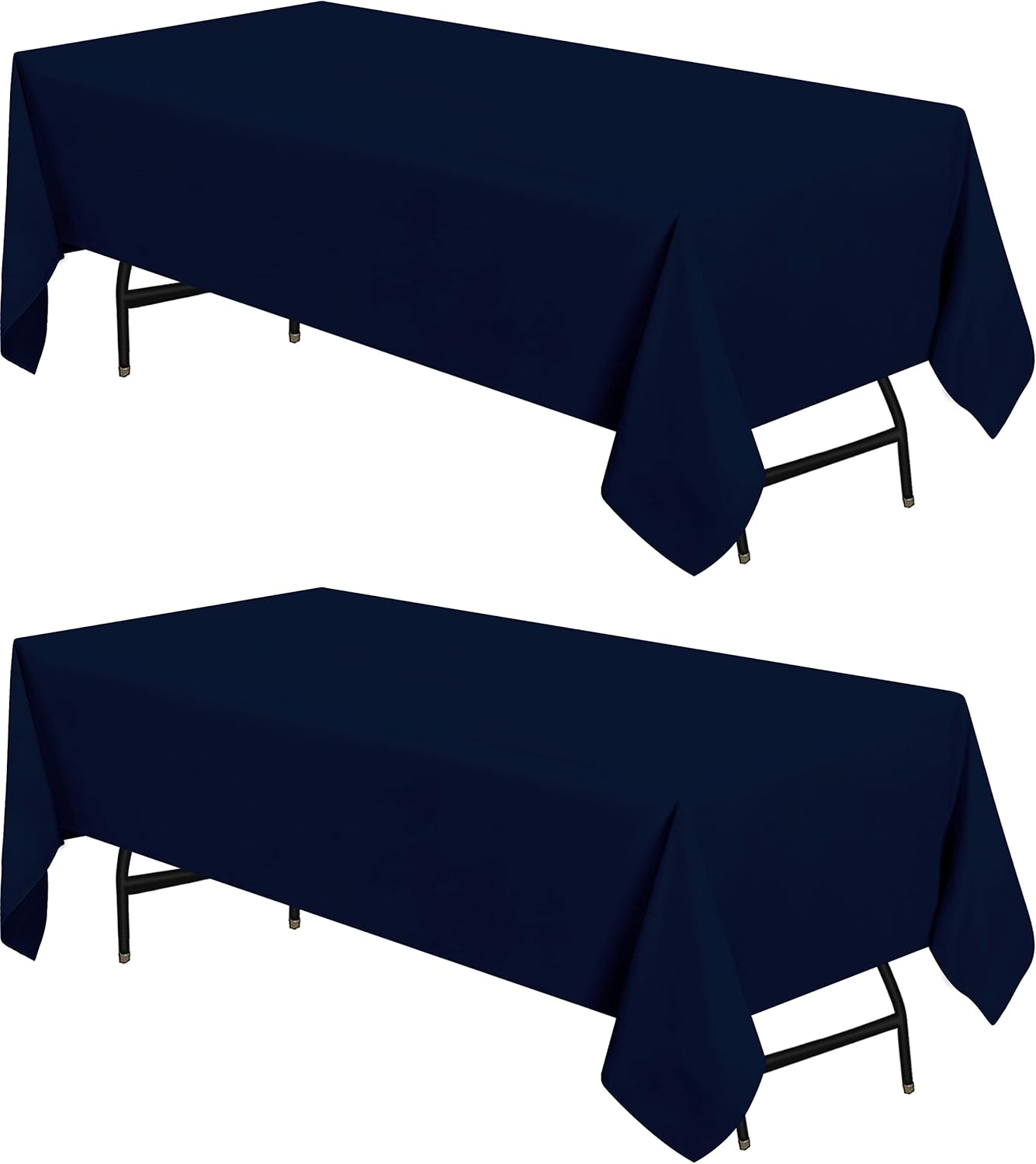 Utopia Kitchen Rectangle Table Cloth 2 Pack [90x132 Inches, Navy] Tablecloth Machine Washable Fabric Polyester Table Cover for Dining, Buffet Parties, Picnic, Events, Weddings and Restaurants