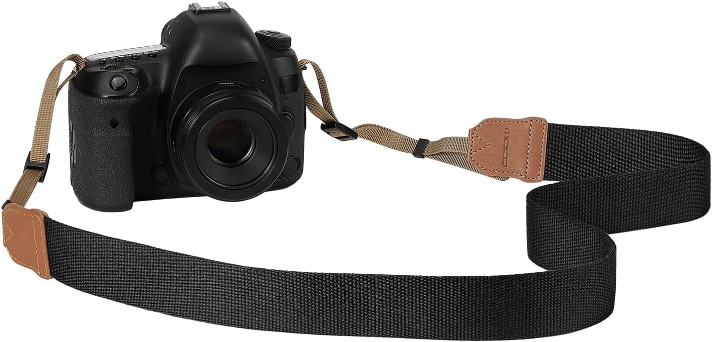 MoKo Camera Strap, Cotton Woven Camera Strap, Adjustable Universal Neck & Shoulder Strap for Video Camcorder, Binoculars, and Nikon/Canon/Sony/Minolta/Panasonic/SLR/DSLR Digital Cameras, Black