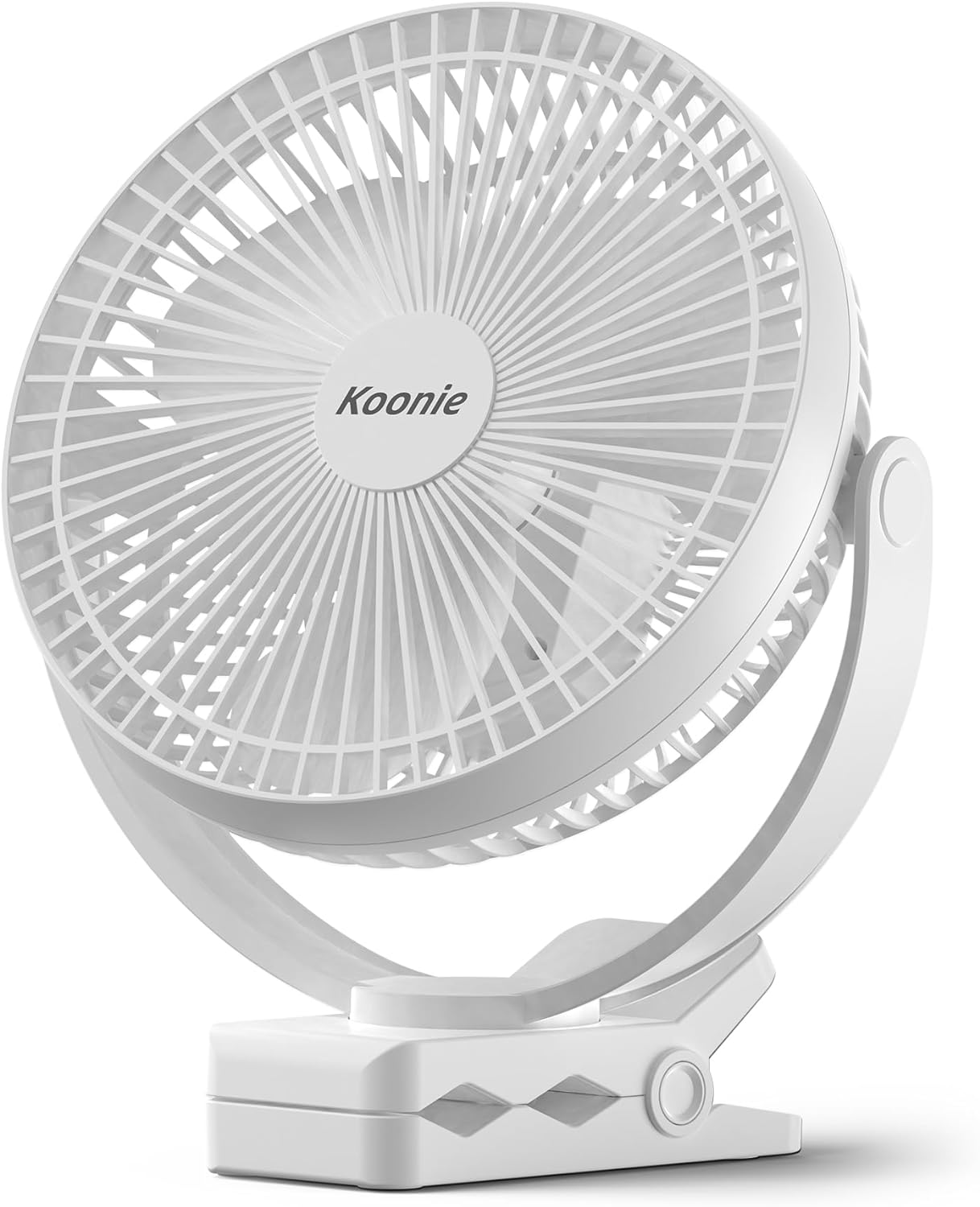 Koonie 10000mAh Rechargeable Portable Fan, 8-Inch Battery Operated Clip on Fan, USB Fan, 4 Speeds, Strong Airflow, Sturdy Clamp for Office Desk Golf Car Outdoor Travel Camping Tent Gym Treadmill