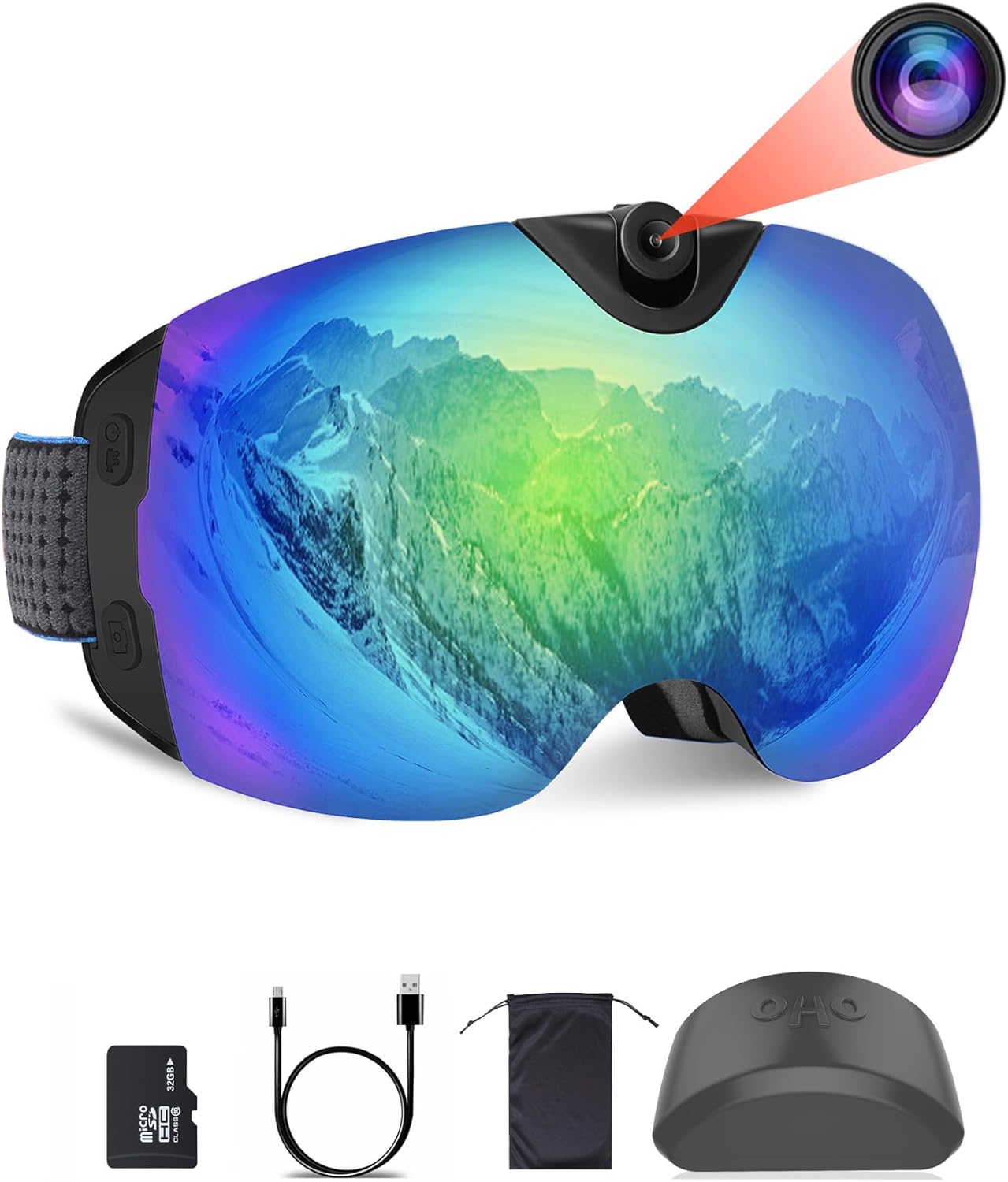 OhO 4K Smart Ski Goggles, WiFi Camera Snowboard Goggles with UV Protection, Anti Fog Men/Women