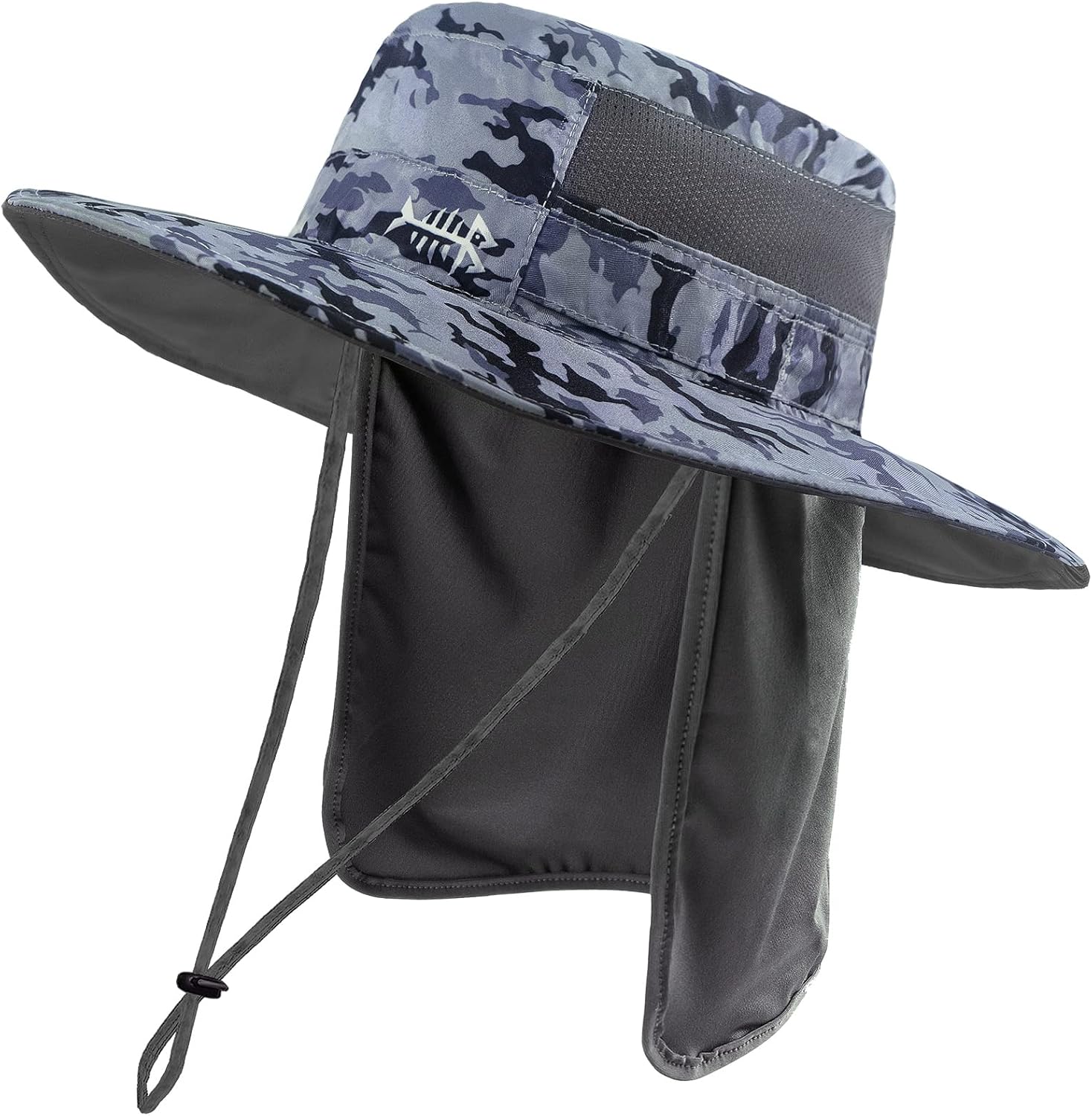 BASSDASH UPF 50+ Sun Fishing Hat Water Resistant with Detachable Neck Flap