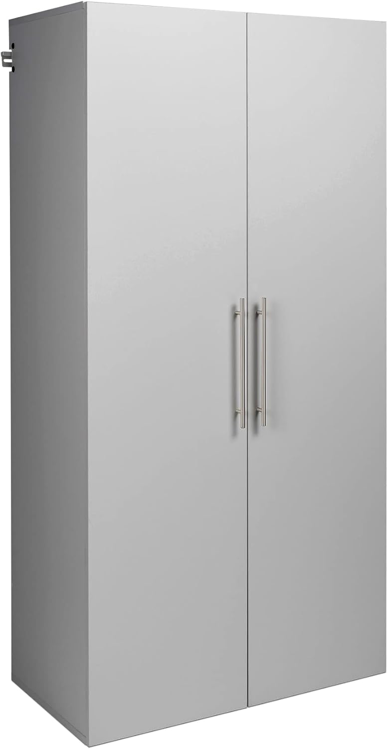 Prepac HangUps Large Storage Cabinet - Immaculate Light Gray 36 Cabinet with Storage Shelves and Doors; Ideal for Bin and General Storage Solutions