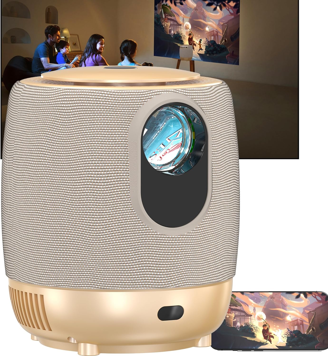 2024 New 4K Mini Projector 350 ANSI, Motorized focus, 4K Supported, Android TV, Ultra-low Latency of 0.1S, Keystone & 40% Zoom, 200 Display, Home Theater, Compatible W iOS/Android/HDMI/Win/PS5/TV