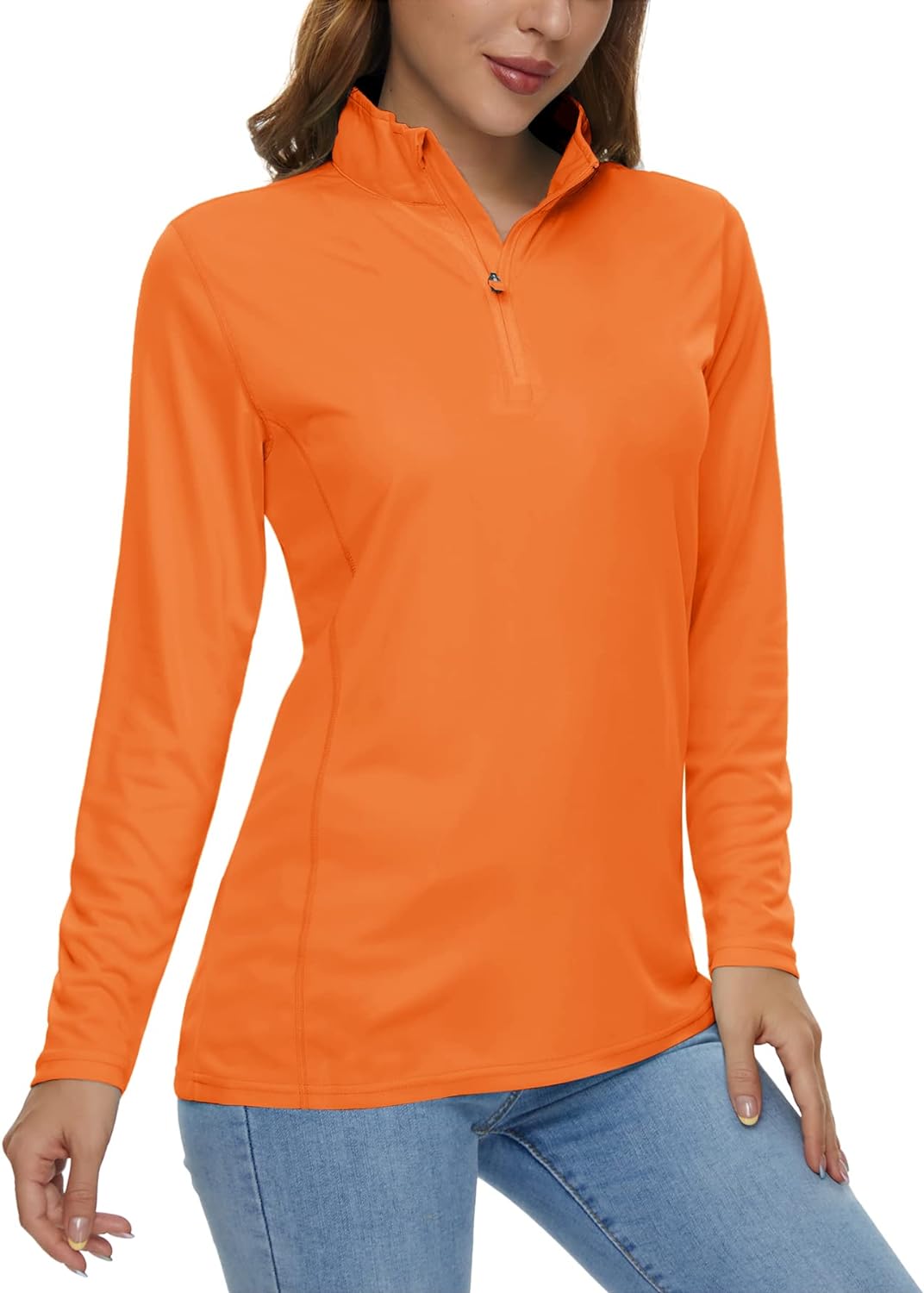 CRYSULLY Women's Long Sleeve Shirts Sun Protection 1/4 Zip Summer Quick Dry Hiking Shirts