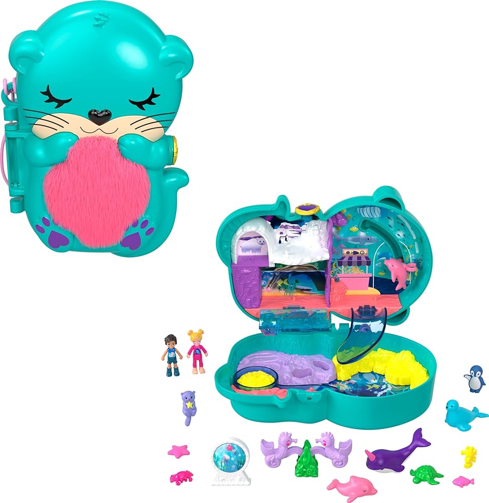 This is a cute set, but probably my least favorite of the new Polly Pockets. Not as high quality or as cute (in my opinion) as vintage Polly Pockets, of course. But still enjoyable and its nice to have new sets to play with. I do have some complaints though.I wish all the animals were removable. When you get a case that looks like a hedgehog (or pig, like another newer one that we also purchased), you would like to be able to play with a hedgehog or pig. But instead they are permanently attached to the inside of the case. In this hedgehog set, all you can pick up and play with is the orange cat with hair and a white bunny. You cant pick up the hedgehogs, or dog, or white cat, or purple cat, or blue bird. You CAN detach the bird perch from the tree. And the purple cat can move so that it can swipe at the snake (toy Not sure what it is) hanging from the tree, but you cant pick any of them up. I feel thats a huge design flaw and a missed opportunity. I realize it just adds to more small items that could become lost. But it would allow for a lot more imaginative play.I do prefer the newer Polly that has an all plastic body as opposed to the earlier version with the rubber legs. But they didnt provide any areas on the floor of the case for Polly to stand. Vintage Polly Pockets had indents where Pollys feet could stand in. Polly Pockets with rubber legs have Polly Stick. These have uneven floors and no way to keep Polly standing. Kind of frustrating. I also worry that a Polly with movable legs, waist, and arms, she is more likely to break.My biggest complaint is probably how cramped everything feels. The hamster enclosure is just too big. Then you add in the table and swivel chairs and it just makes for too many tiny, cramped spaces that the cat and bunny can fall into and get stuck.One last complaint (I promise) is with new Polly Pockets in general. I dont like the clasps. The little claps could fall off and then the case wouldnt close. This hasnt happened yet with ours, but one does wobble and Ive seen reviews say theirs have fallen off. The old Polly Pocket clasps worked wonderfully, so I dont understand the need to change that.Overall, I am happy enough with this set just because its a new Polly to explore and have fun with. I like the cat face paint on Pollys friend.Side note, mine had weird black splotches on the hedgehog play area, seen circled in one of my pictures. I couldnt determine what the mysterious substance was. It almost looks like mold stuck between two layers of plastic, but Im not sure. It wouldnt be wiped off. I contacted Amazon and they gave me a $5 credit for it.