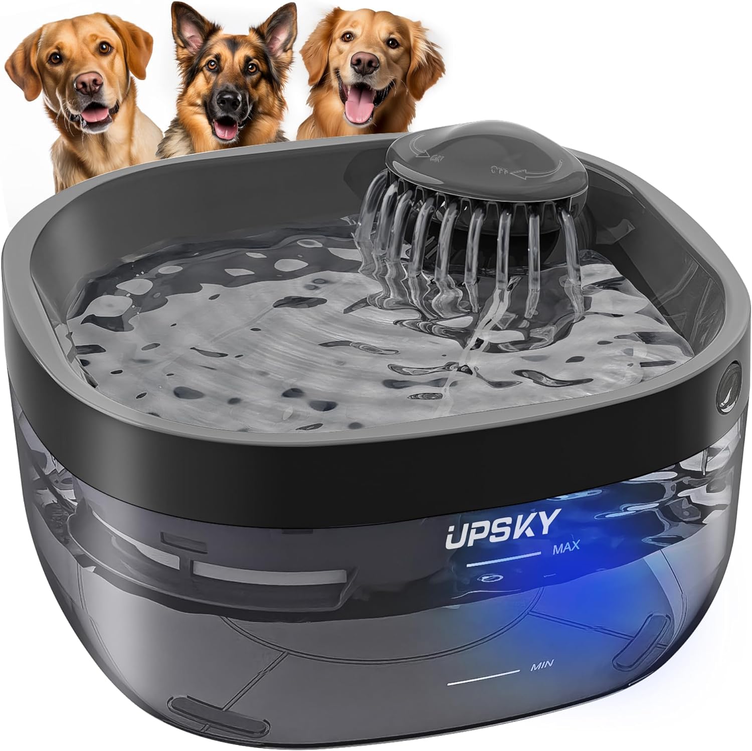 UPSKY Dog Water Fountain, 1.8Gal/7L Large Automatic Dog Water Bowl Dispenser, Ultra Quiet Cat Water Fountain, Pet Drinking Fountain with 2 Replacement Filter & Cleaning Tool for Dogs Cats, Multi-Pet