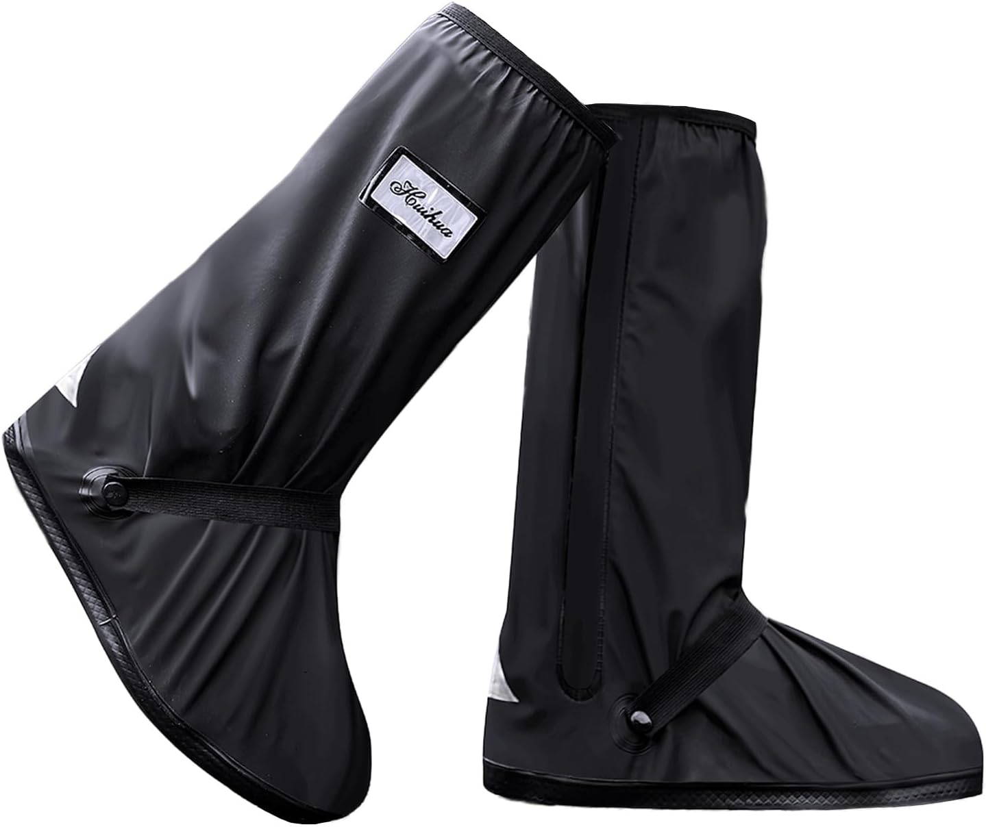 Black Waterproof Rain Boot Shoe Cover with Reflector (1 Pair)