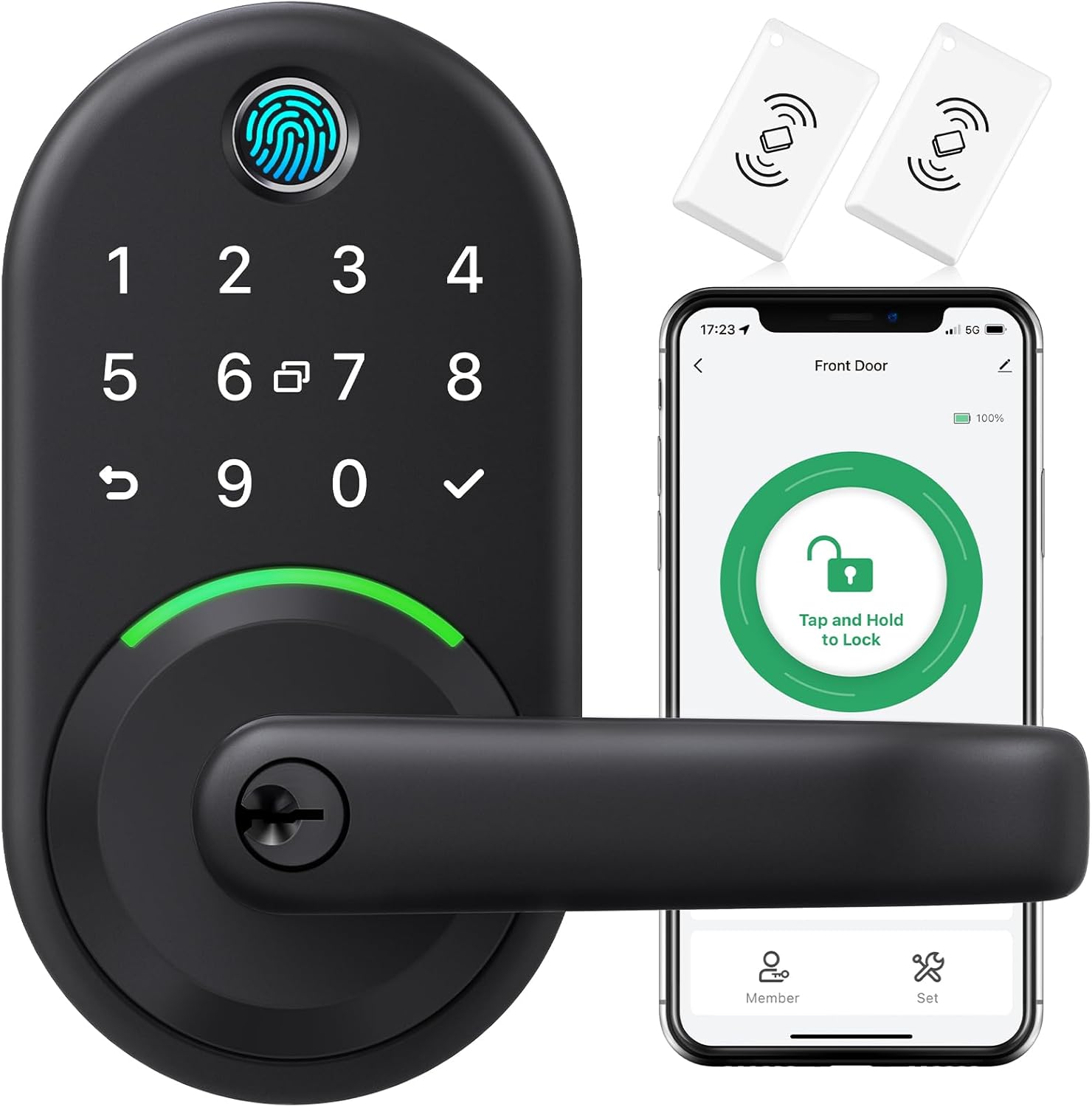 Smart Door Handle Lock with KeypadYamiry Fingerprint Lock - Keyless Entry Door Lock for Front Door - Digital Door Lock - WiFi Door Lock with APP - Genarate Passcode Remotely - DIY Installation