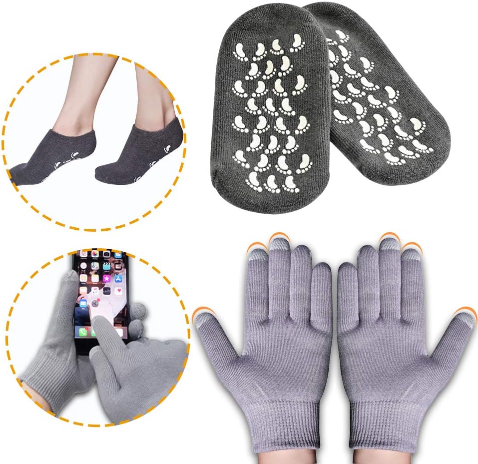 Gel Socks, Moisturizing Socks, Soft Moisturizing Gel Socks, Gel Spa Socks for Repairing and Softening Dry Cracked Feet Skins (Moisturizing Socks and Gloves)