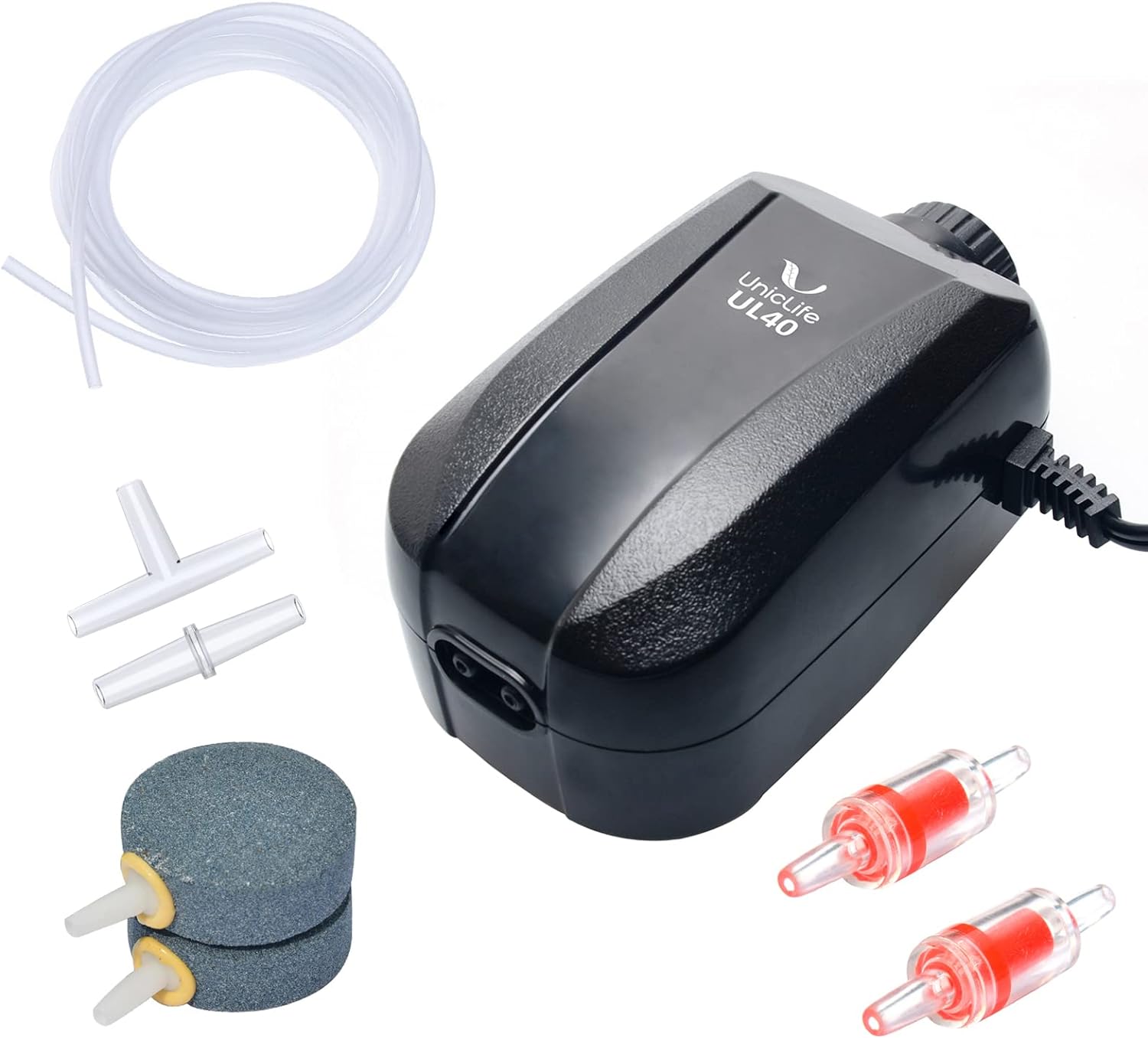 Uniclife Aquarium Air Pump Dual Outlet Fish Tank Aerator with Accessories for 5-200 Gallon Tank