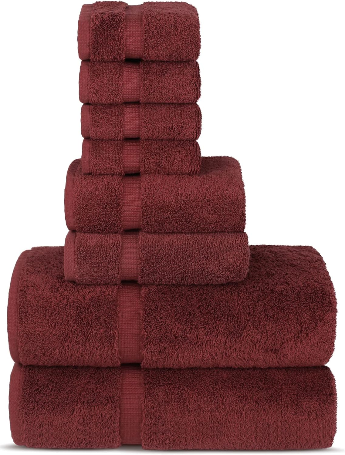 Chakir Turkish Linens | Hotel & Spa Quality 100% Cotton Premium Turkish Towels | Soft & Absorbent (8-Piece Towel Sets, Cranberry)