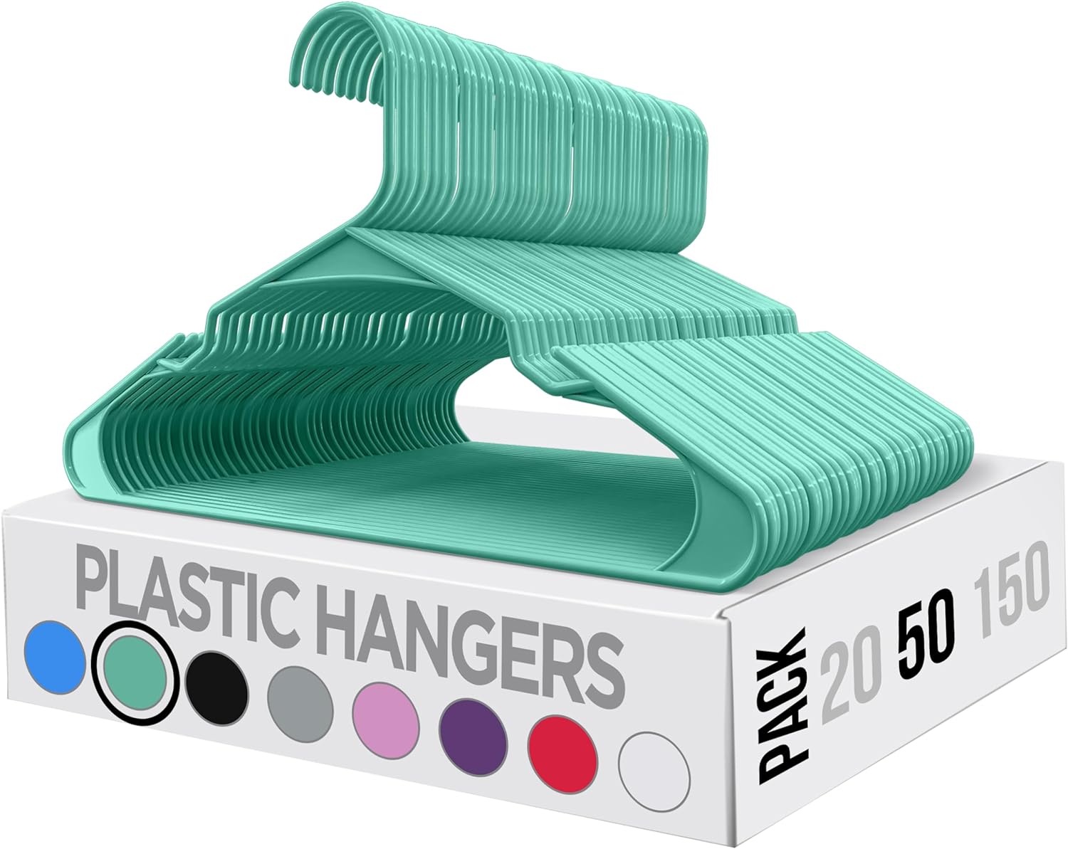 Utopia Home Clothes Hangers 50 Pack - Plastic Hangers Space Saving - Durable Coat Hanger with Shoulder Grooves (Aqua)