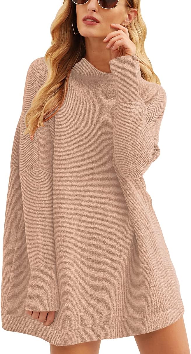 ANRABESS Women Oversized Casual Loose Turtleneck Long Sleeve Slouchy Baggy Knit Tunic Sweaters Pullover 2024 Fall Outfits