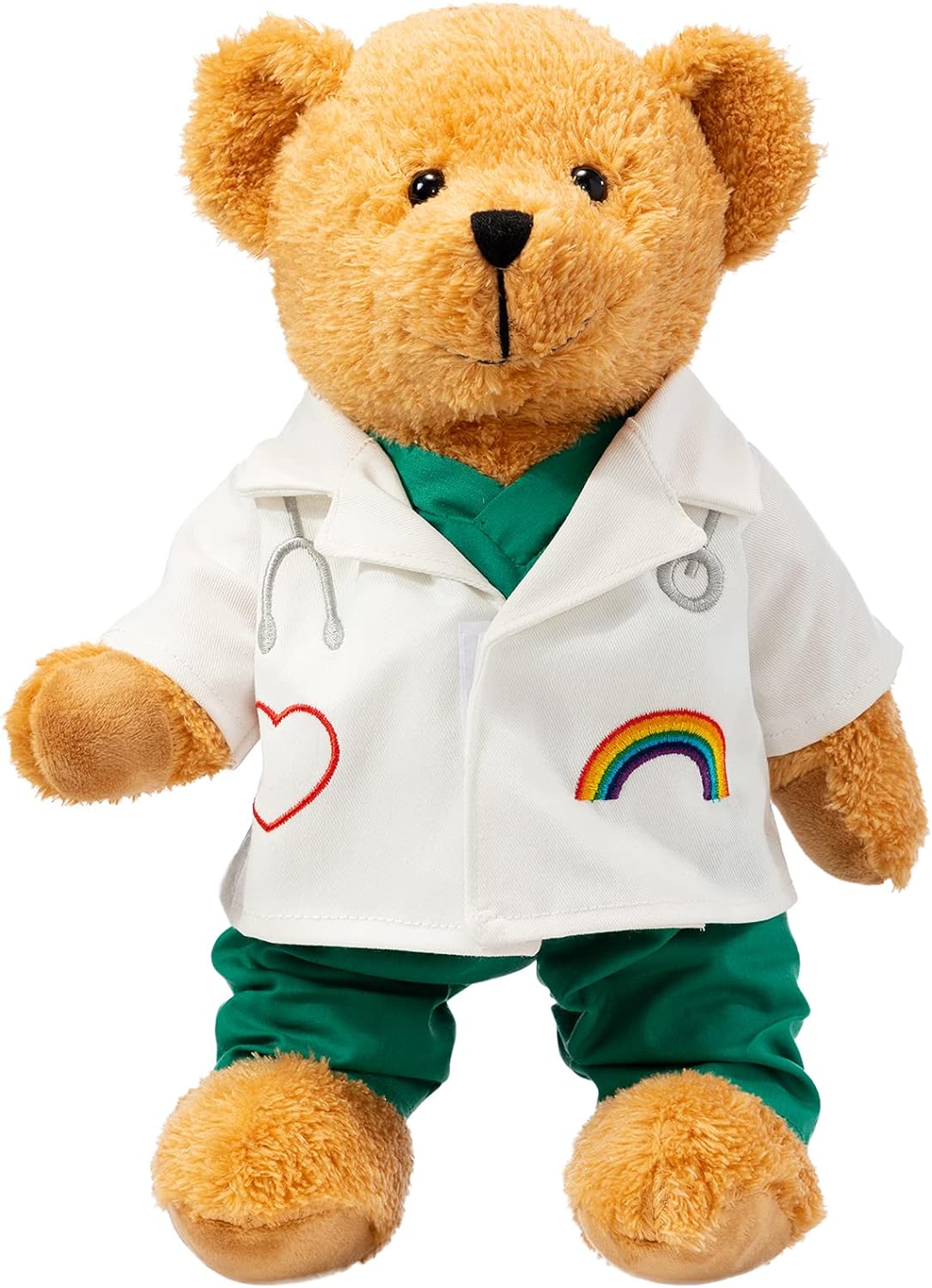 HollyHOME Doctor Bear Stuffed Animal Plush Teddy Bear in Scrubs and White Coat Gifts for Doctors Students and Kids 10 Inch